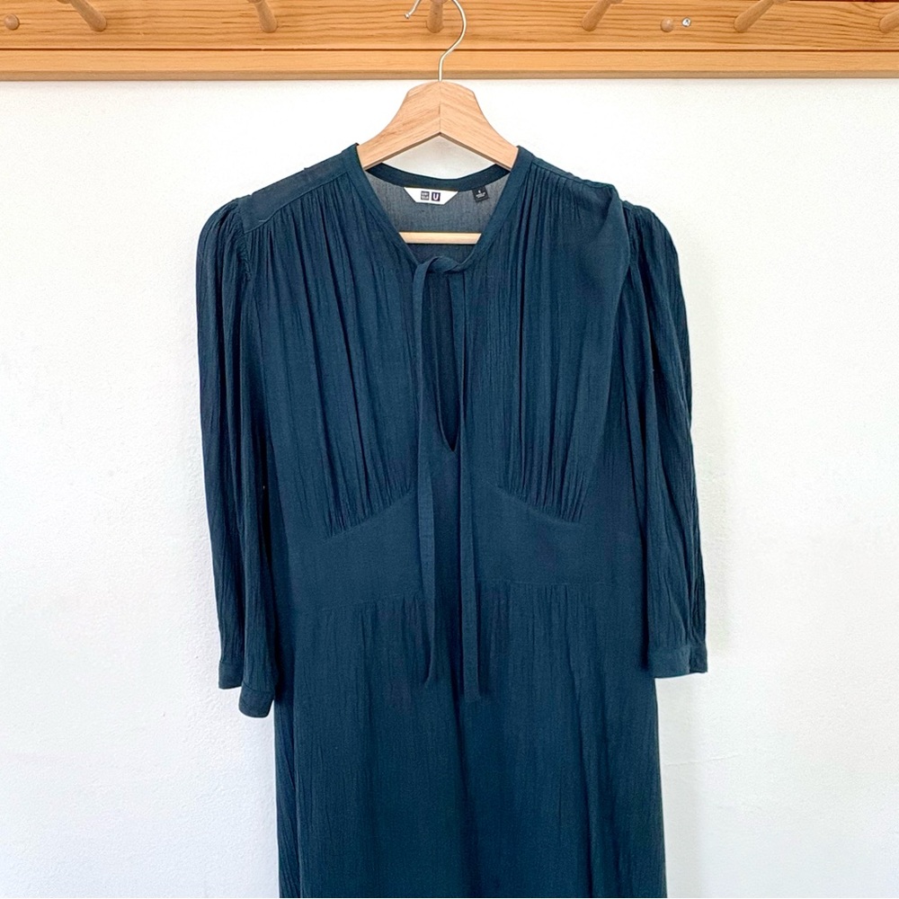 Uniqlo Dark Teal Midi Dress M - Picture 2 of 7